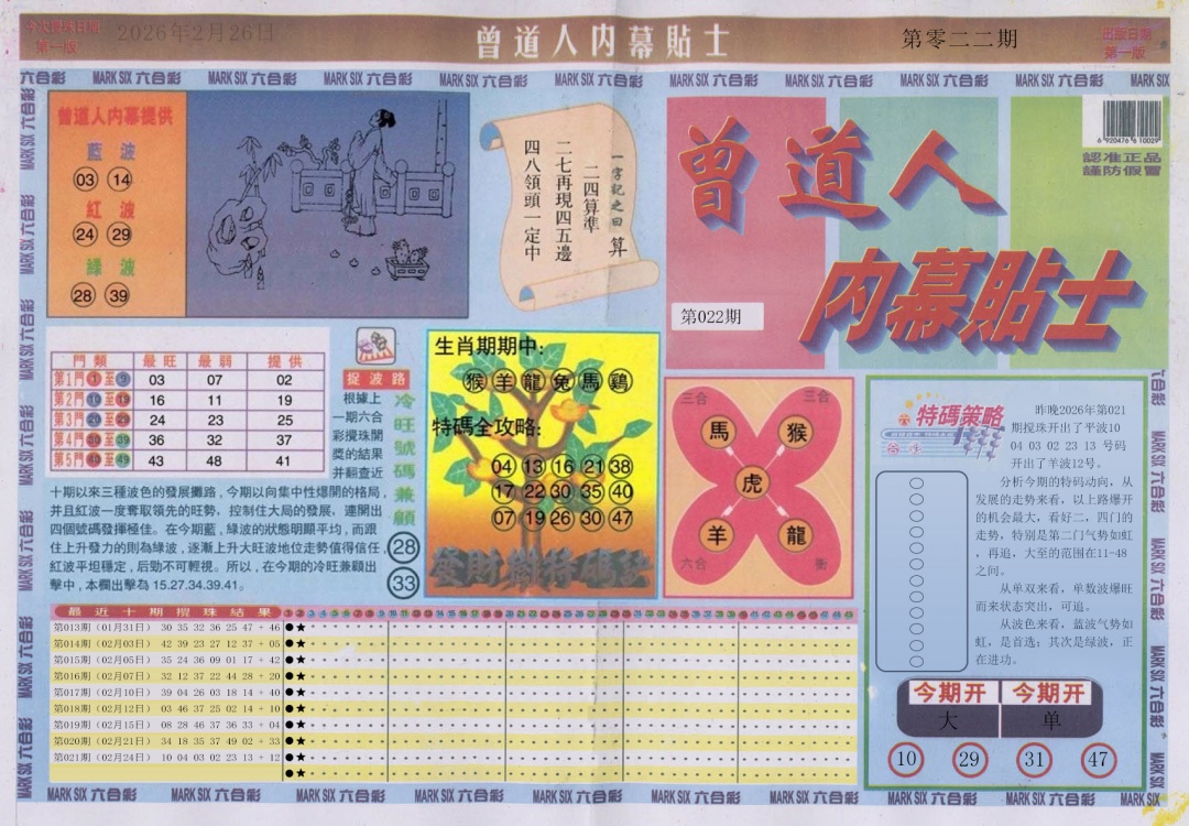 022期曾道人内幕贴士A[图]