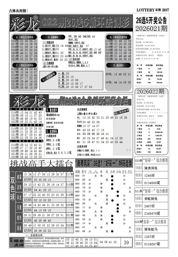 022期七星彩图(高清)D[图]