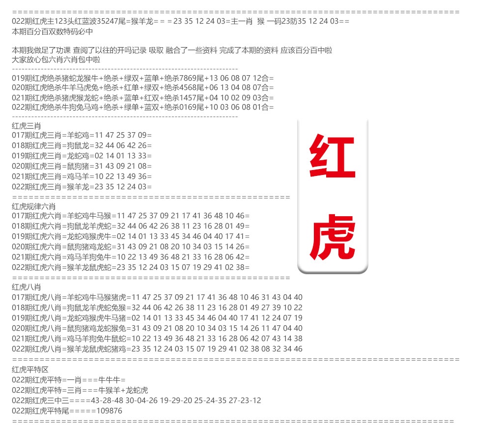022期红虎综合资料[图]