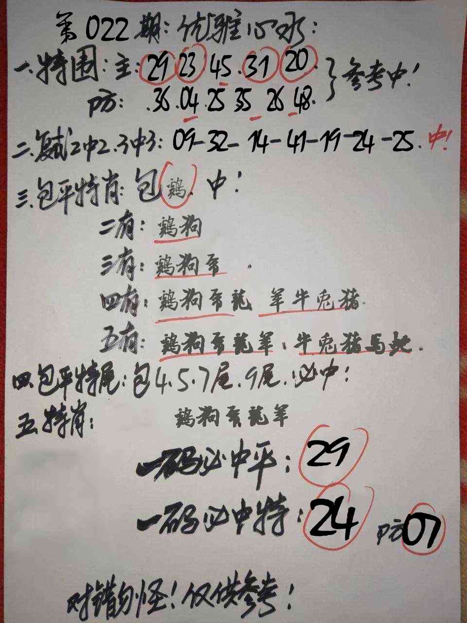 022期优雅心水[图]